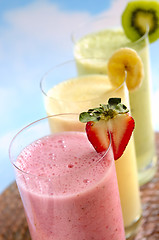 Image showing Assorted fruit smoothies