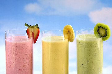 Image showing Assorted fruit smoothies
