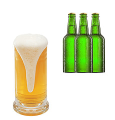 Image showing bottle and glass with beer 