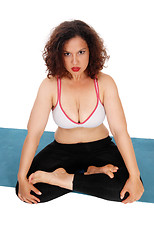 Image showing Yoga woman sitting on floor.