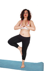 Image showing Yoga woman standing on floor.