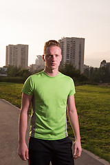 Image showing portrait of a young man on jogging