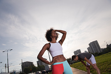 Image showing multiethnic group of people on the jogging