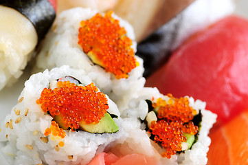 Image showing Sushi and california rolls