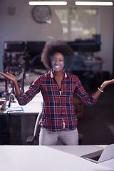 Image showing portrait of a young successful African-American woman in modern 