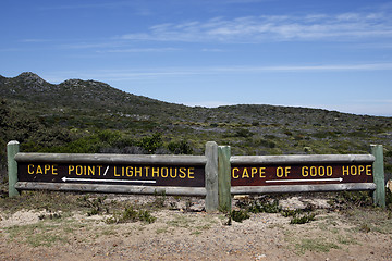 Image showing cape of good hope and cape point signpost
