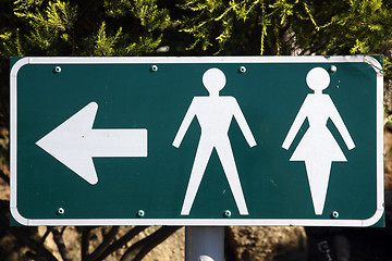 Image showing male and female toilet directions sign