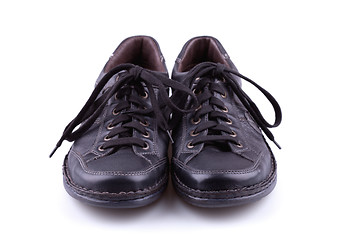 Image showing Black leather mens shoes