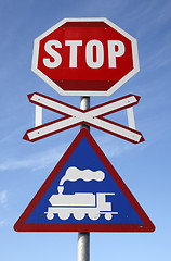 Image showing railway crossing stop sign