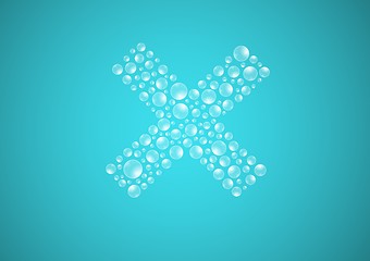 Image showing water drops on blue background, cross symbol