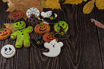 Image showing Homemade delicious ginger biscuits for Halloween