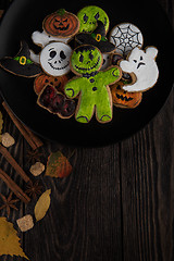 Image showing Homemade delicious ginger biscuits for Halloween