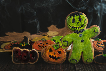 Image showing Homemade delicious ginger biscuits for Halloween