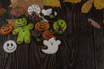 Image showing Homemade delicious ginger biscuits for Halloween