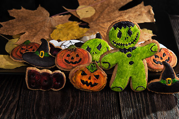 Image showing Homemade delicious ginger biscuits for Halloween