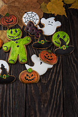 Image showing Homemade delicious ginger biscuits for Halloween