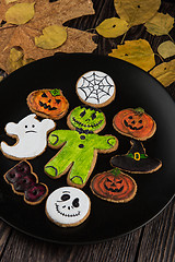 Image showing Homemade delicious ginger biscuits for Halloween