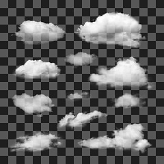 Image showing Set of transparent different clouds.