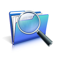 Image showing Magnifying glass over the blue folder