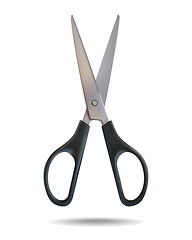 Image showing Black scissors isolated on white background.