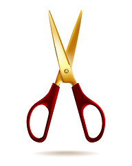 Image showing Golden scissors isolated on white background.