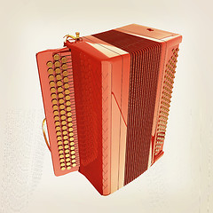 Image showing Musical icon instruments - bayan. 3D illustration. Vintage style