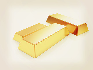 Image showing gold bars. 3D illustration. Vintage style.