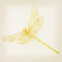 Image showing Dragonfly. 3D illustration. Vintage style.