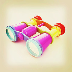 Image showing binoculars. 3D illustration. Vintage style.