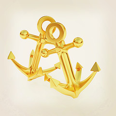 Image showing Gold anchors. 3D illustration. Vintage style.