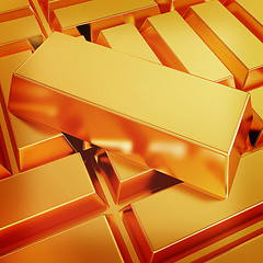 Image showing gold bars. 3D illustration. Vintage style.