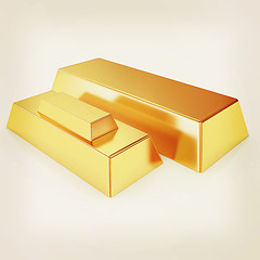 Image showing gold bars. 3D illustration. Vintage style.