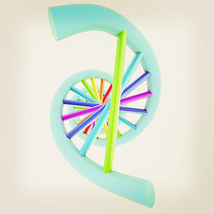 Image showing DNA structure model on white. 3D illustration. Vintage style.