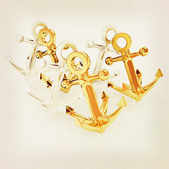 Image showing anchors. 3D illustration. Vintage style.