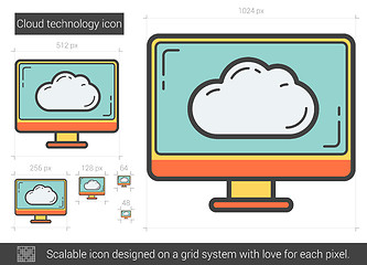 Image showing Cloud technology line icon.