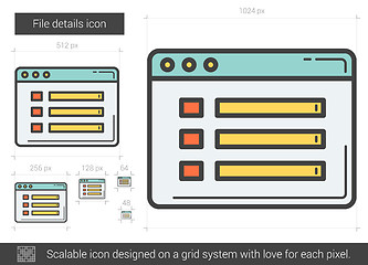 Image showing File details line icon.