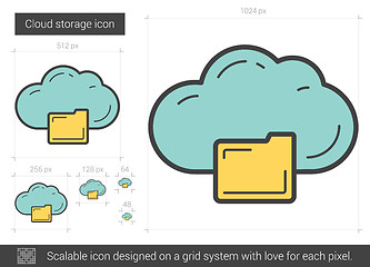 Image showing Cloud storage line icon.