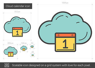 Image showing Cloud calendar line icon.