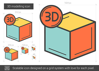 Image showing Three D modelling line icon.