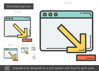 Image showing Download app line icon.