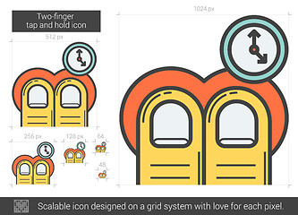 Image showing Two-finger tap and hold line icon.