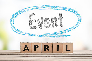 Image showing Event in april launch sign