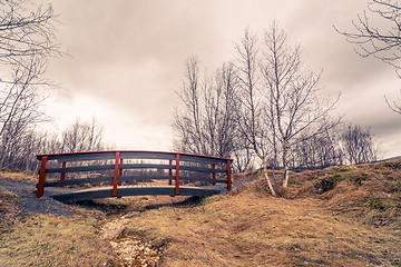 Image showing Bridge over an empty river stream