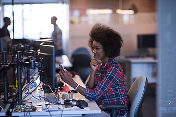 Image showing portrait of a young successful African-American woman in modern 