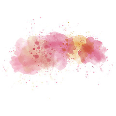 Image showing Pink watercolor painted  stain isolated on white background