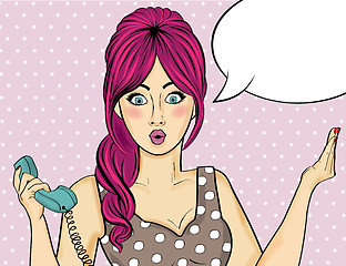 Image showing Pop art  woman . Comic woman with speech bubble