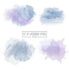 Image showing Set of color vector watercolor stains