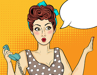 Image showing Pop art  woman . Comic woman with speech bubble