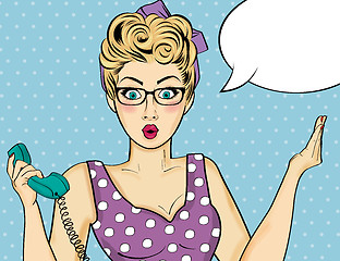 Image showing Pop art  woman . Comic woman with speech bubble