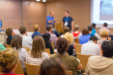 Image showing Audience in lecture hall on scientific conference.